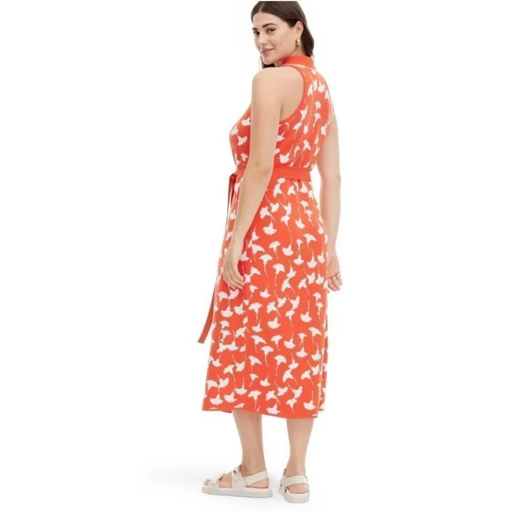 DVF x Target Collared Sleeveless Ginkgo Cherry Tomato Sweaterknit Wrap Dress - Picture 10 of 12